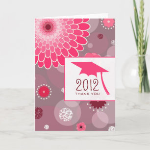 Cartão De Agradecimento Flowers & Dots Graduation Thank You Card