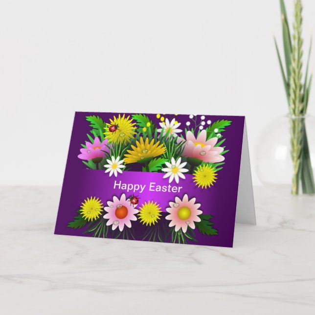 Cartão De Agradecimento Flowers Easter Card (Frente)