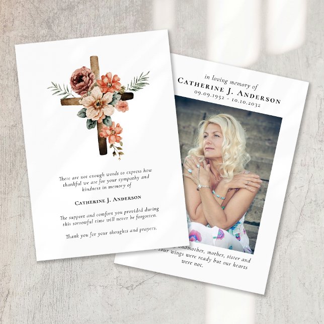 Cartão De Agradecimento Flowers Foto Simpatia Funeral Memorial (Criador carregado)