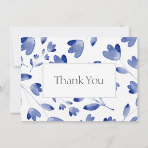 Cartão De Agradecimento Fluxos de Flor Azul Indigo
