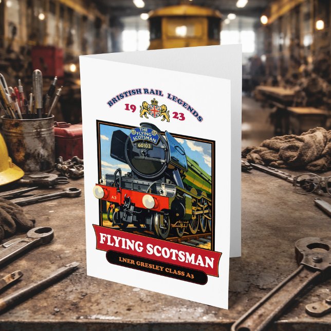 Cartão De Agradecimento Flying Scotsman 4472 Steam Locomotive Retro Poster (Flying Scotsman 4472 Steam Locomotive Retro Poster. Thank You Card)