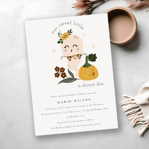 Cartão De Agradecimento Fofo de Halloween Fantasma Pequeno Chá de fraldas