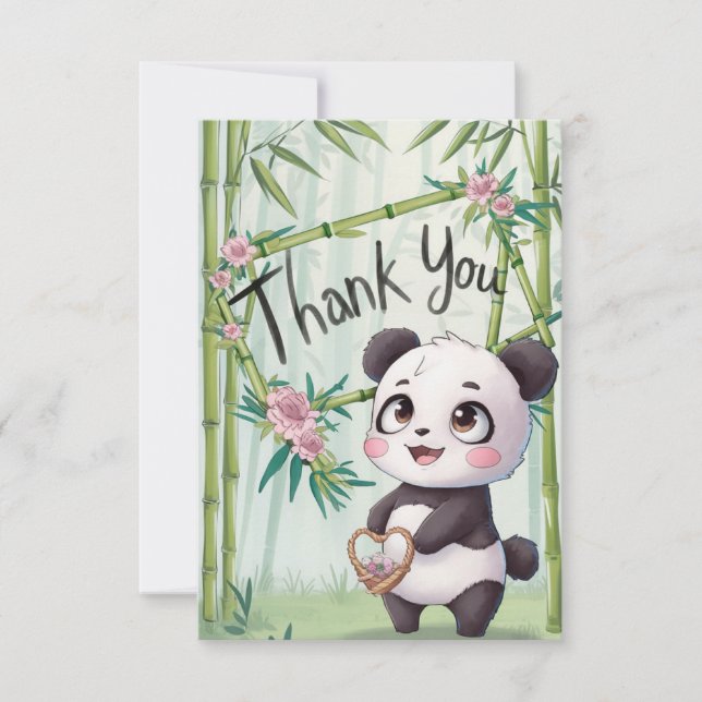 Cartão De Agradecimento Fofo Deseja Panda (Frente)