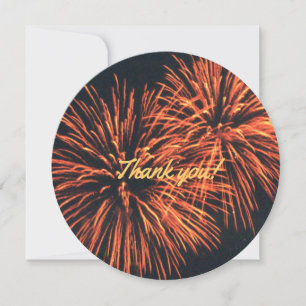 Cartão De Agradecimento Fogos de artifício laranja Obrigado!