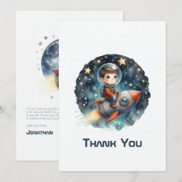 Cartão De Agradecimento Foguete Espacial Garoto Estelar