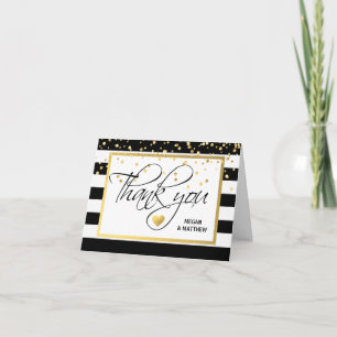Cartão De Agradecimento Foil Preto Branco Dourado OBRIGADO CASAMENTO FOTO