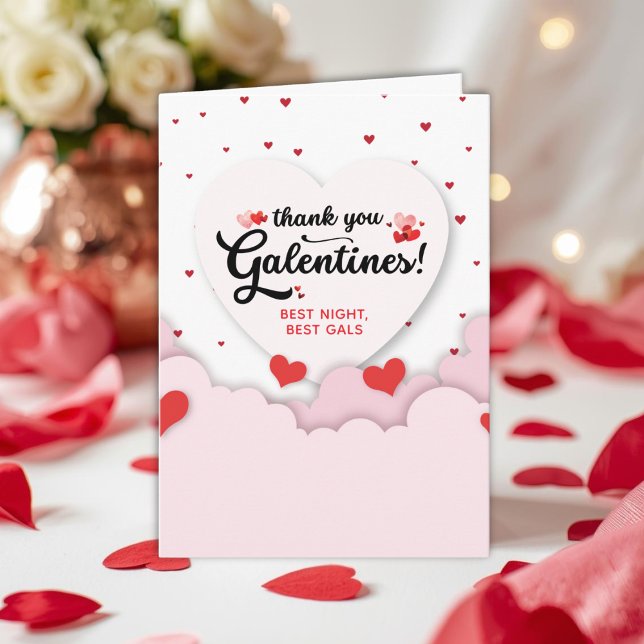 Cartão De Agradecimento Folded Galentine's  (Galentines Thank You Card for your besties.)