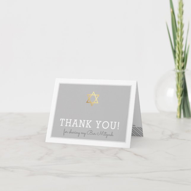 Cartão De Agradecimento FOLDED THANK YOU bar mitzvah gold star of david (Frente)