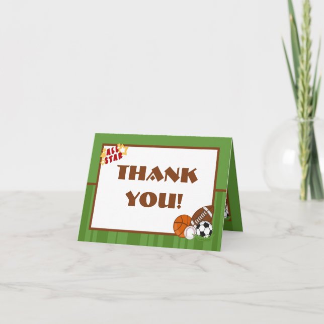 Cartão De Agradecimento Folded Thank you Card All-Star Green (Frente)