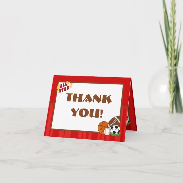Cartão De Agradecimento Folded Thank you Card All-Star Red (Frente)