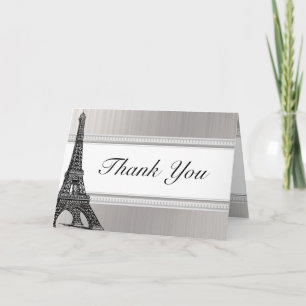 Cartão De Agradecimento Folded Thank You Card Black Eiffel Tower