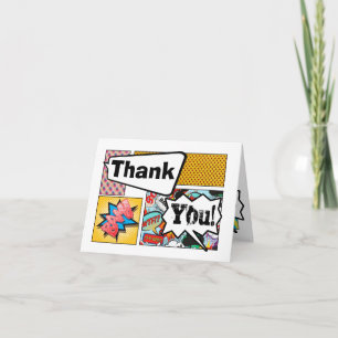 Cartão De Agradecimento Folded Thank You Card Comic Strip Book Pop Art Car
