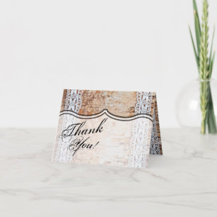 Cartão De Agradecimento Folded Thank You Card country barn wood lace trim