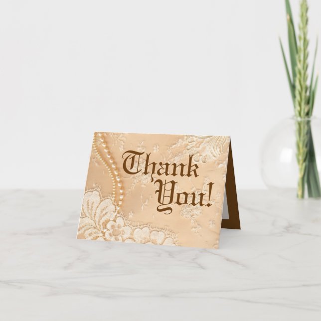 Cartão De Agradecimento Folded Thank You Card Country Lace Victorian Vinta (Frente)