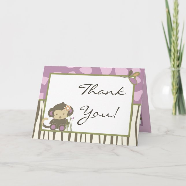 Cartão De Agradecimento Folded Thank You Card Jacana Girl Jungl Zoo Animal (Frente)