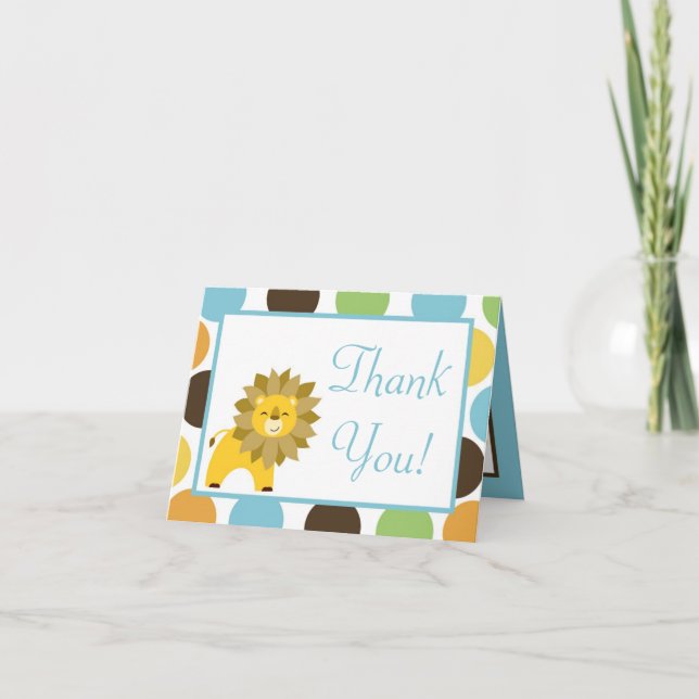 Cartão De Agradecimento Folded Thank you Card Jungle King Lion Safari Zoo (Frente)