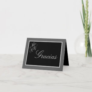 Cartão De Agradecimento Folded Thank you Card Mis XV Silver Black