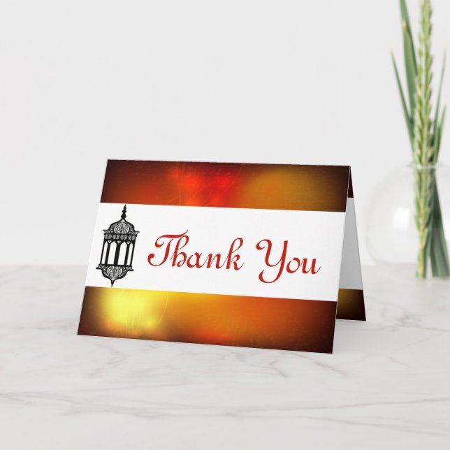 Cartão De Agradecimento Folded Thank You Card Moroccan Lantern (Frente)