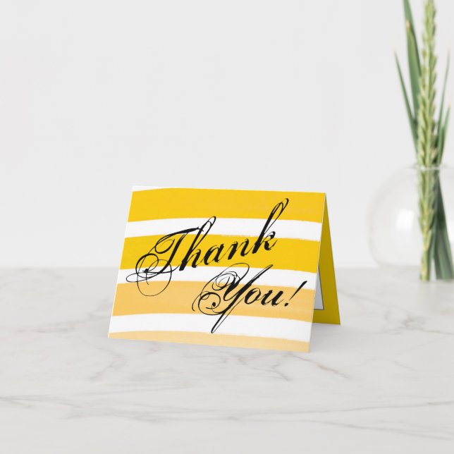 Cartão De Agradecimento Folded Thank You Card Ombre Stripe Yellow Line Fad (Frente)
