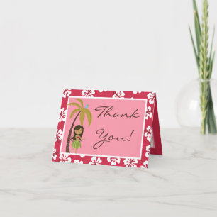 Cartão De Agradecimento Folded Thank you Card Pink Hawaiian Luau Tropical