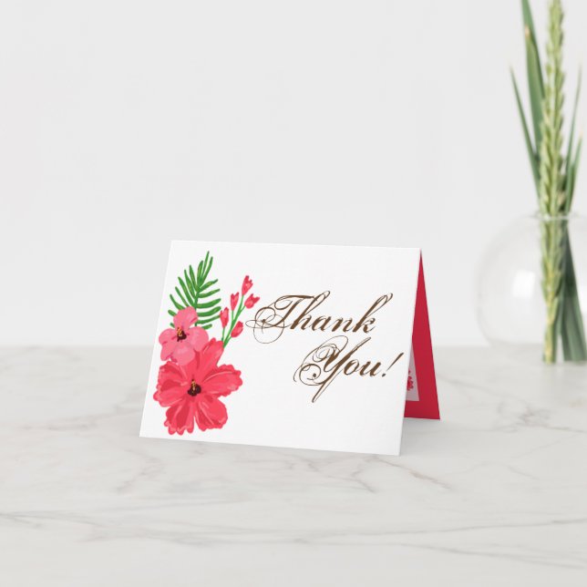 Cartão De Agradecimento Folded Thank You Card Spring Hibiscus Flower Hawai (Frente)