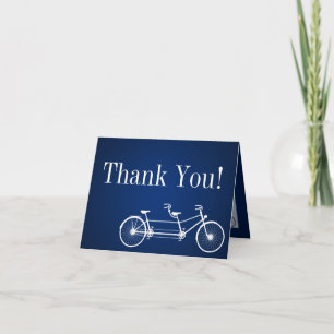 Cartão De Agradecimento Folded Thank You Card Whimsical Navy Double Bike