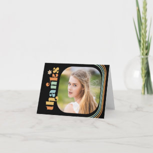 Cartão De Agradecimento Foldover de Graduação de Fotos Retro Boho