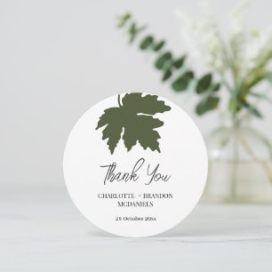 Cartão De Agradecimento Folha de Bordo de Outono Verde Oliva Casamento Agr