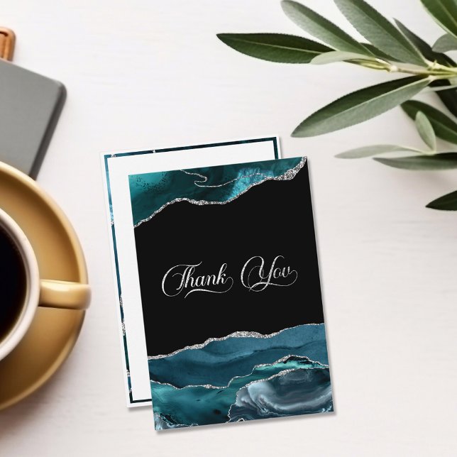 Cartão De Agradecimento Folha de folhas azuis lacrimogêneas (Criador carregado)