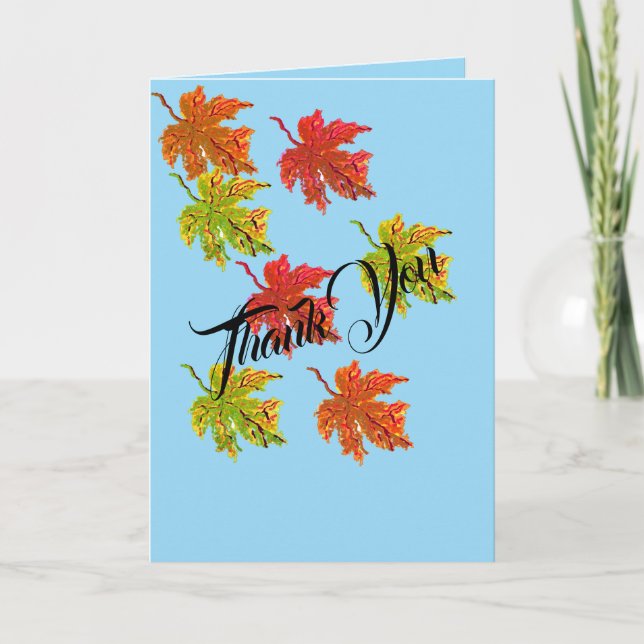 Cartão De Agradecimento Folha de Nota de Obrigado Dobrada: Folhas de outon (Frente)