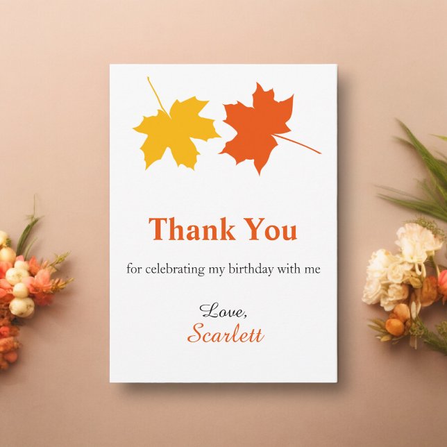 Cartão De Agradecimento Folha Elegante Folha de outono Floral 60º Aniversá (Criador carregado)