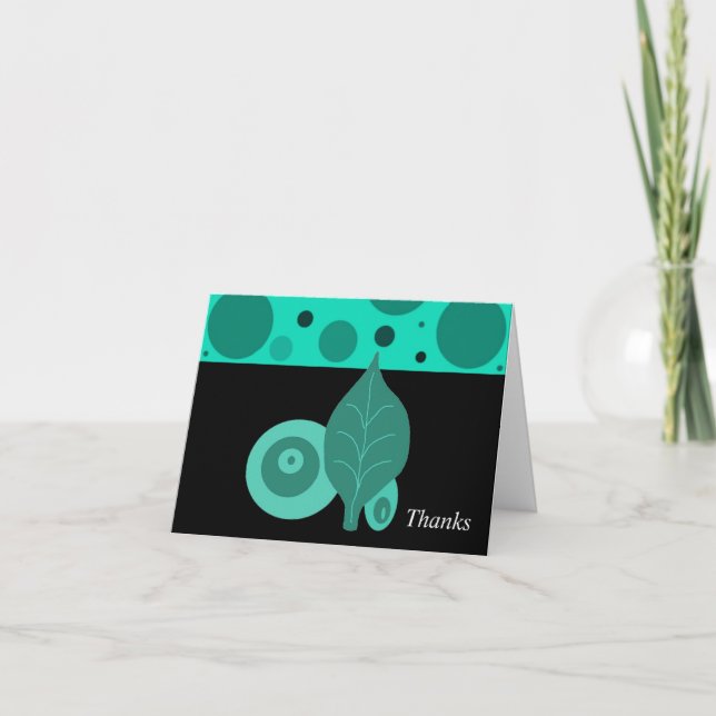 Cartão De Agradecimento Folha Verde e Negra Obrigado (Frente)