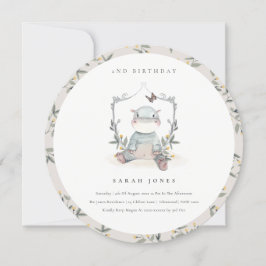 Cartão De Agradecimento Folhagem Bonita De Hippo, Qualquer Idade De Aniver