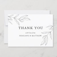 Cartão de Agradecimento Folhagem de Arte de Linha