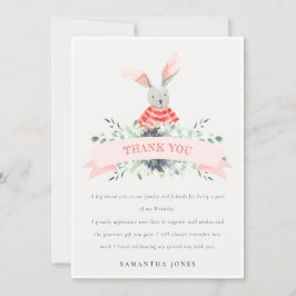 Cartão De Agradecimento Folhagem De Coelhinho Vermelho Rosa Bonito Qualque
