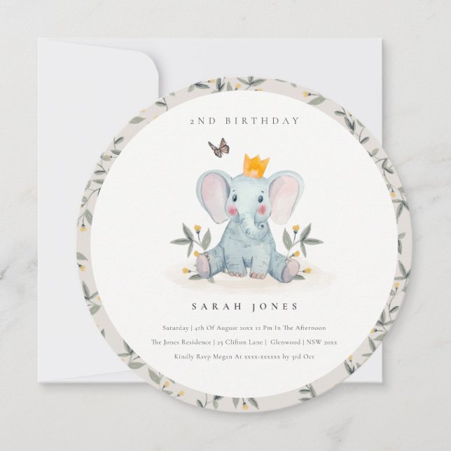 Cartão De Agradecimento Folhagem de Elefante para Bebês Bonita A Qualquer  (Frente)