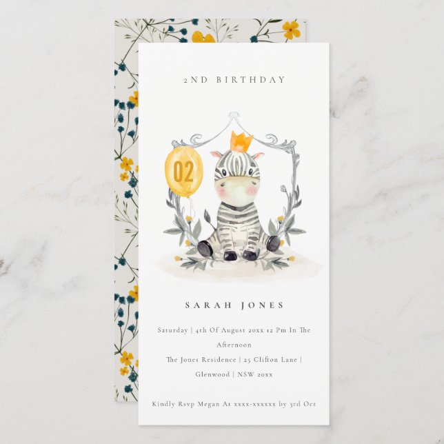 Cartão De Agradecimento Folhagem de Zebra Bebê-Cuta Qualquer Idade Convida (Frente/Verso)