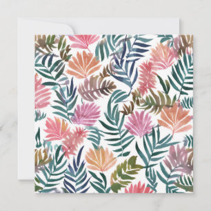 Cartão De Agradecimento Folhas Botânicas Aquarela Floral Colorido Fofo