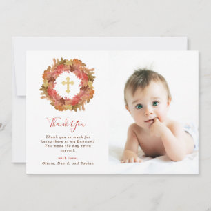 Cartão De Agradecimento Folhas da queda do baptismo   do outono e foto