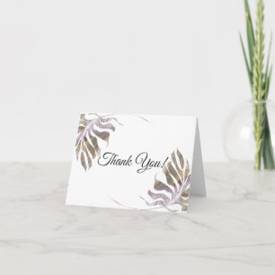 Cartão De Agradecimento Folhas de Aquarela em Dourado Taupe Mauve