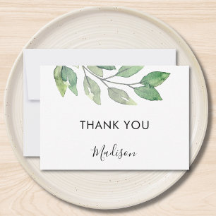 Cartão De Agradecimento Folhas de Aquarela Personalizadas