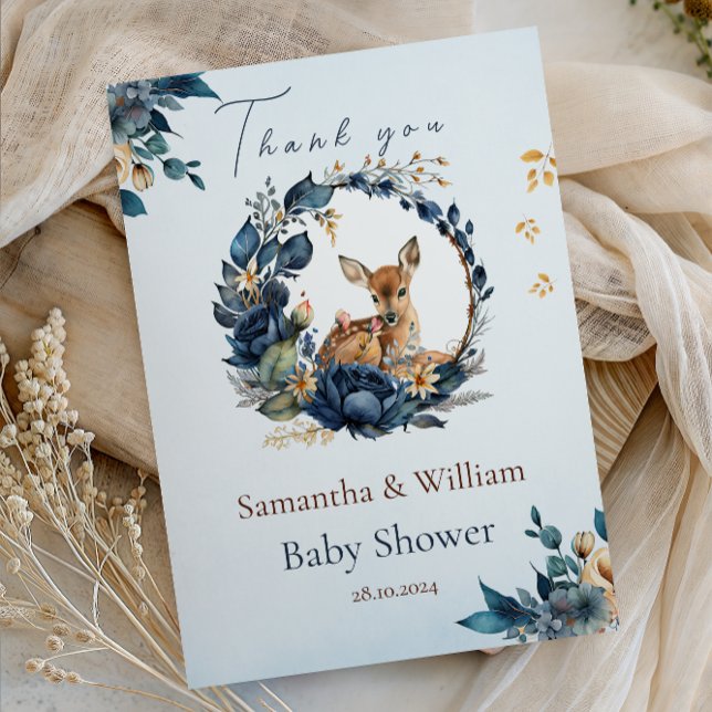 Cartão De Agradecimento Folhas De Azul-Vinho (Criador carregado)