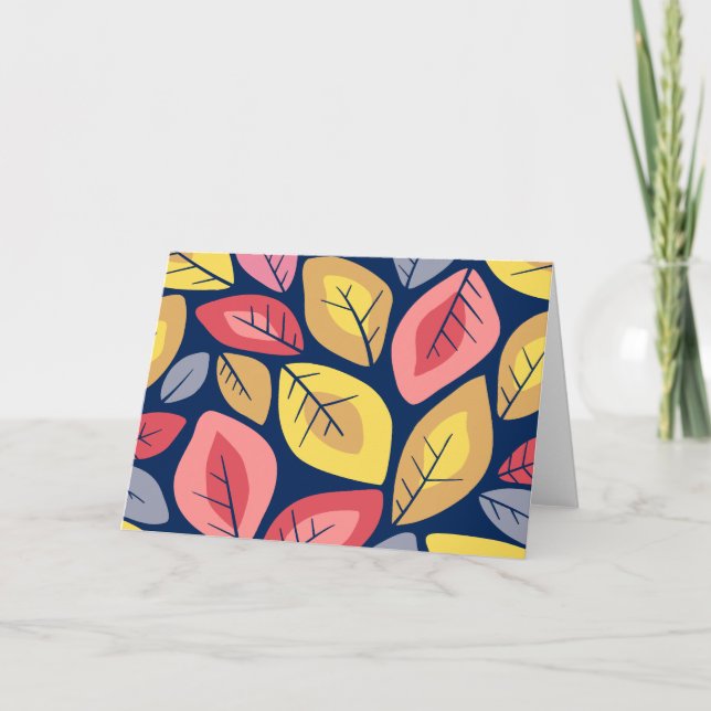 Cartão De Agradecimento Folhas de cor natural de abstrato (Frente)