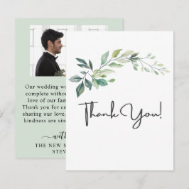 Cartão De Agradecimento Folhas de Eucalipto Verde Moderne Aguarela