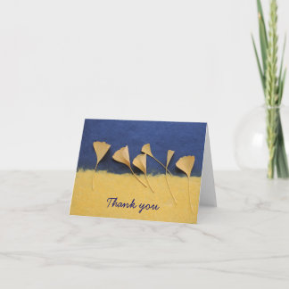 Cartão De Agradecimento folhas de ginkgo em obrigado de papel feito à mão
