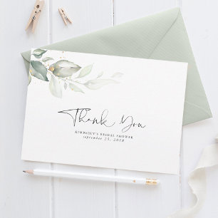 Cartão De Agradecimento Folhas de Ouro de Vegetação em Aquarela Pequeno Ob