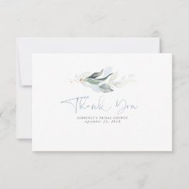 Cartão De Agradecimento Folhas de Ouro de Verde Desbotado Pequeno Obrigado