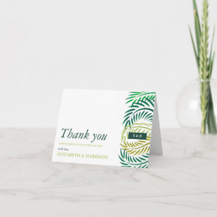 Cartão De Agradecimento Folhas de Palma Tropicais, Casamento de Praia