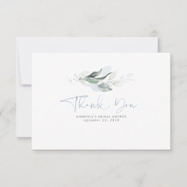 Cartão De Agradecimento Folhas de prata azul empoeirado pequeno obrigado