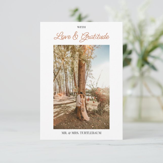 Cartão De Agradecimento Folhas Florais em Aquarela (Em pé/Frente)